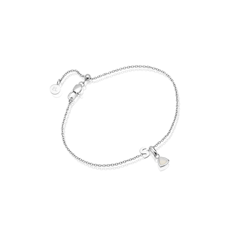 Birthstone & Little Luxe Letter Bracelet (Silver)