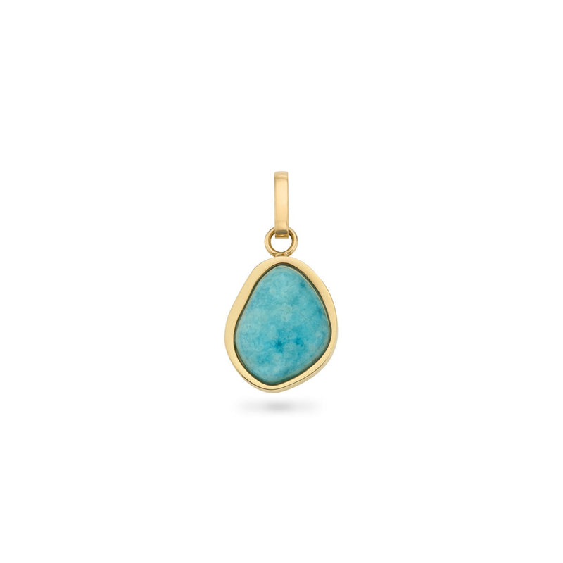 Blue Amazonite Stone Pendant (Gold)