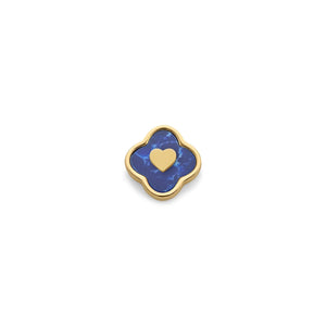 Blue Lace Agate Clover Charms (Gold) - Heart