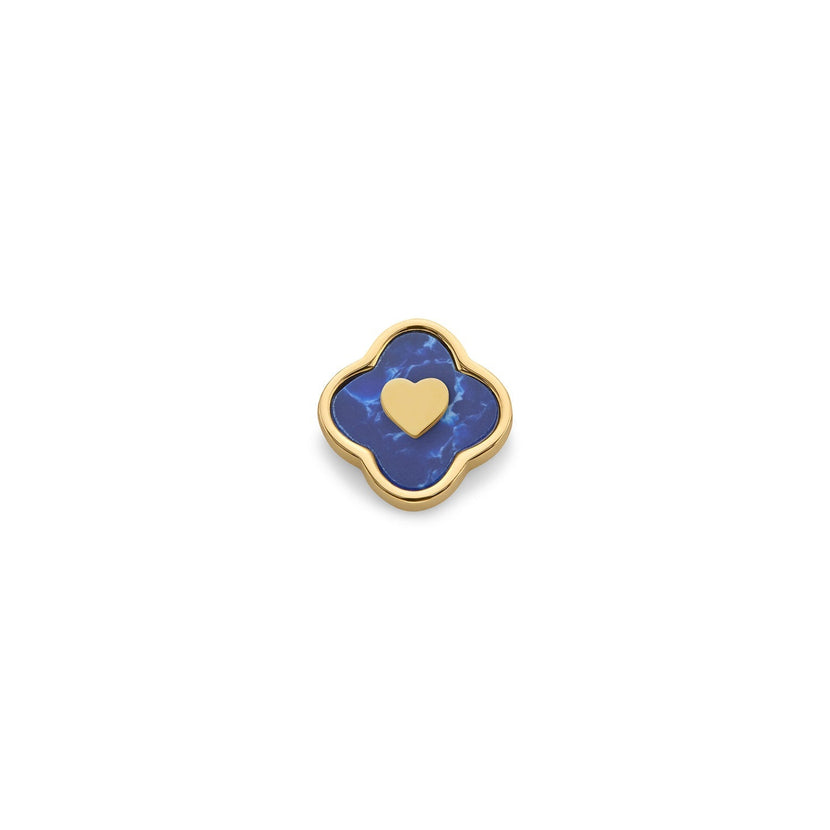 Blue Lace Agate Clover Charms (Gold) - Heart
