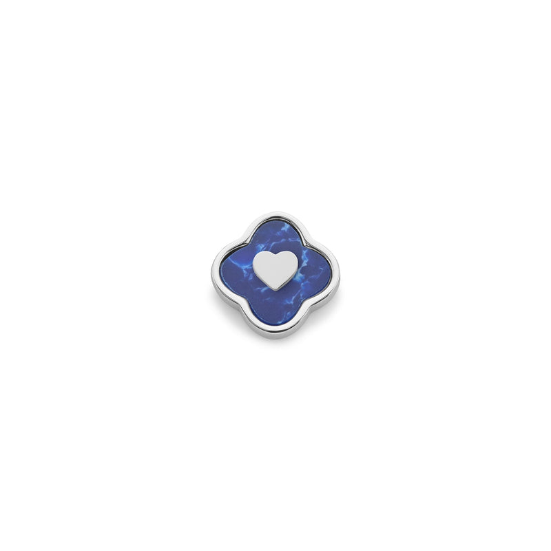 Blue Lace Agate Clover Charms (Silver) - Heart