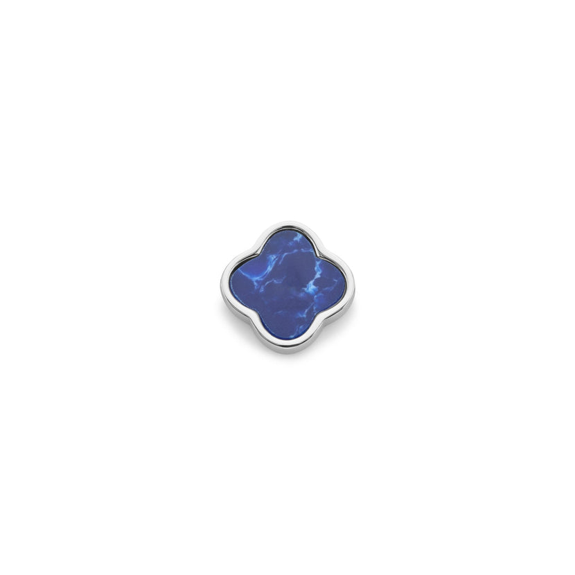 Blue Lace Agate Clover Charms (Silver) - Plain