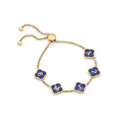 Rose Quartz Clover Custom Name Bracelet (Gold)