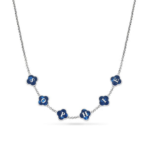 Rose Quartz Clover Custom Name Necklace (Silver)