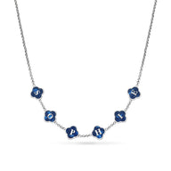 Rose Quartz Clover Custom Name Necklace (Silver)