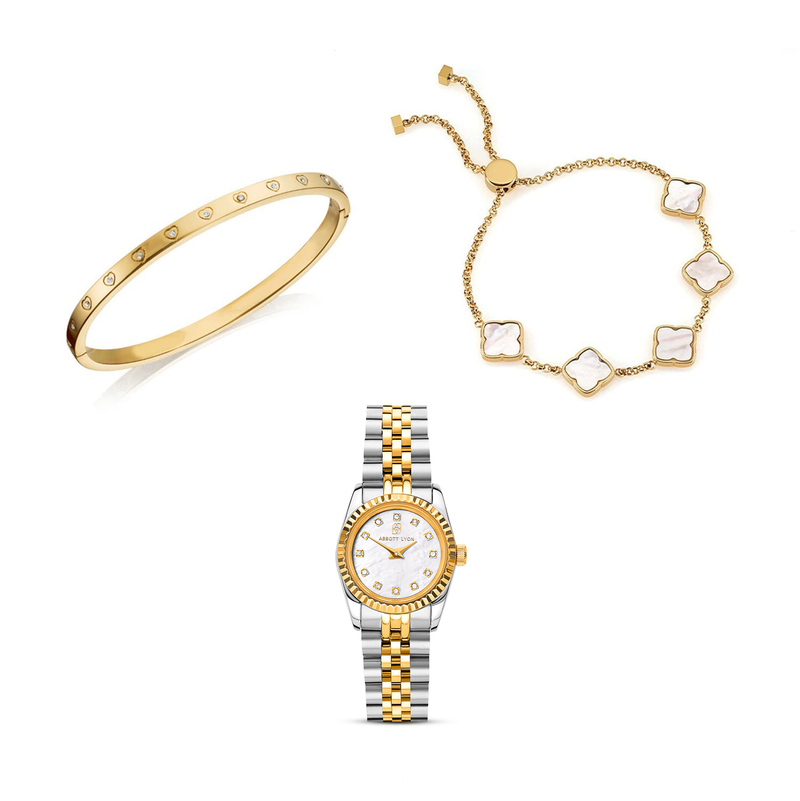 Pearl Belgravia & Bracelet Set (Gold)
