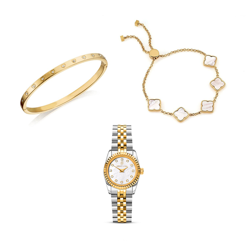 Pearl Belgravia & Bracelet Set (Gold)