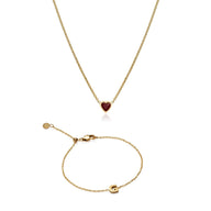 Mini Heart Birthstone & Initial Bundle (Gold)