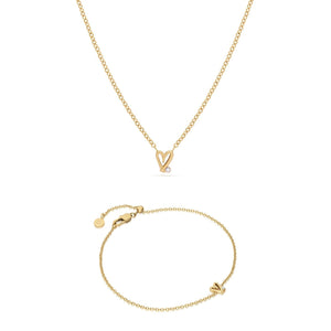 Stacey's Stories Doodle Heart Bracelet & Necklace Set (Gold)