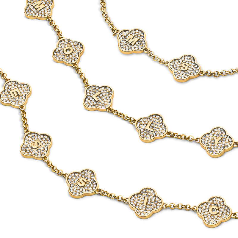 Shimmer Pavé Clover Necklace (Gold)