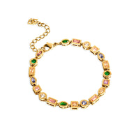 Colourful Tennis Bracelet (Gold)