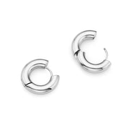 Small Chunky Huggie Hoop Earring Bundle (Silver)