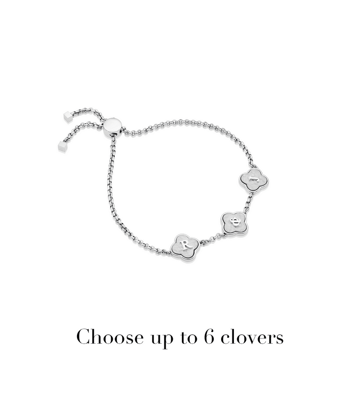 DP Copy of Clover Custom Name Bracelet (Silver)