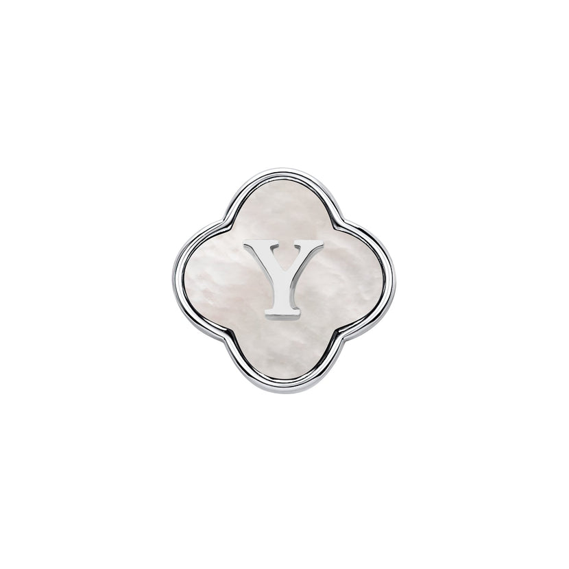 Pearl Clover Charms (Silver) - Initials