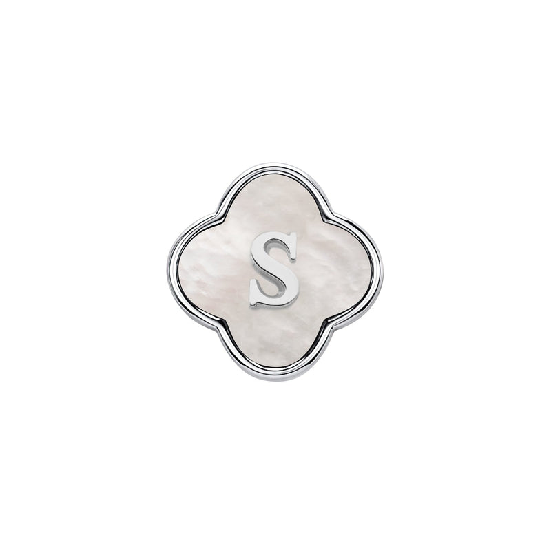 Pearl Clover Charms (Silver) - Initials