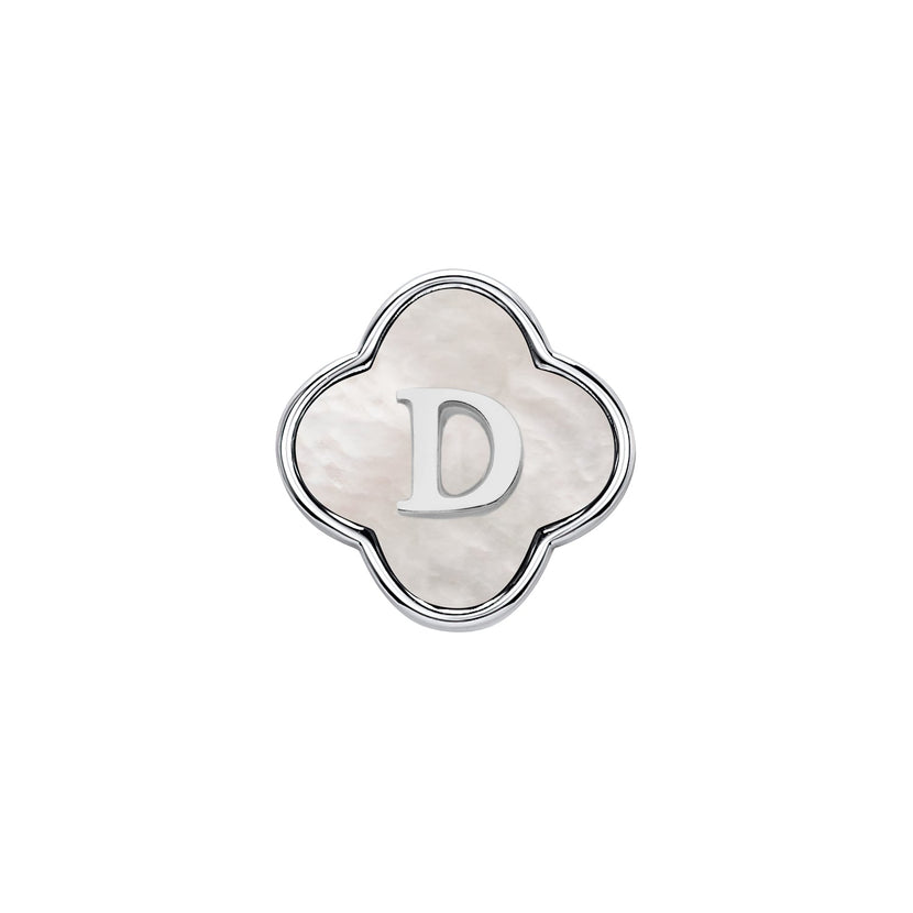 Pearl Clover Charms (Silver) - Initials