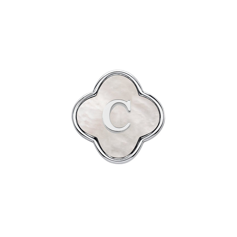 Pearl Clover Charms (Silver) - Initials