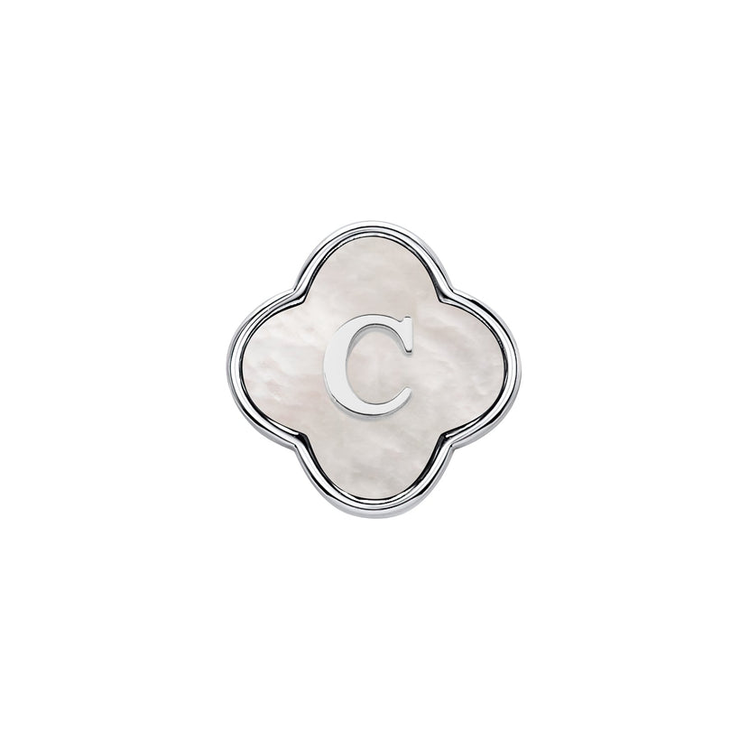 Pearl Clover Charms (Silver) - Initials