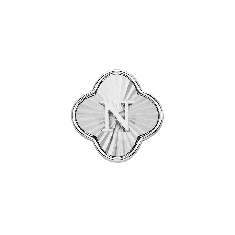 Textured Clover Charms (Silver) - Initials