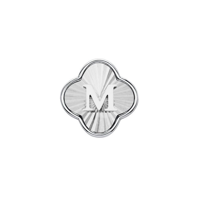 Textured Clover Charms (Silver) - Initials