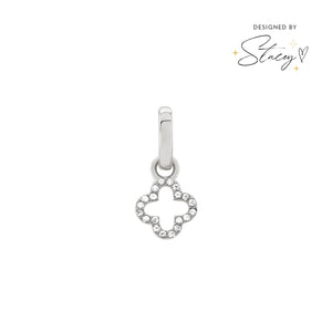 Stacey's Stories Crystal Clover Charm (Silver)