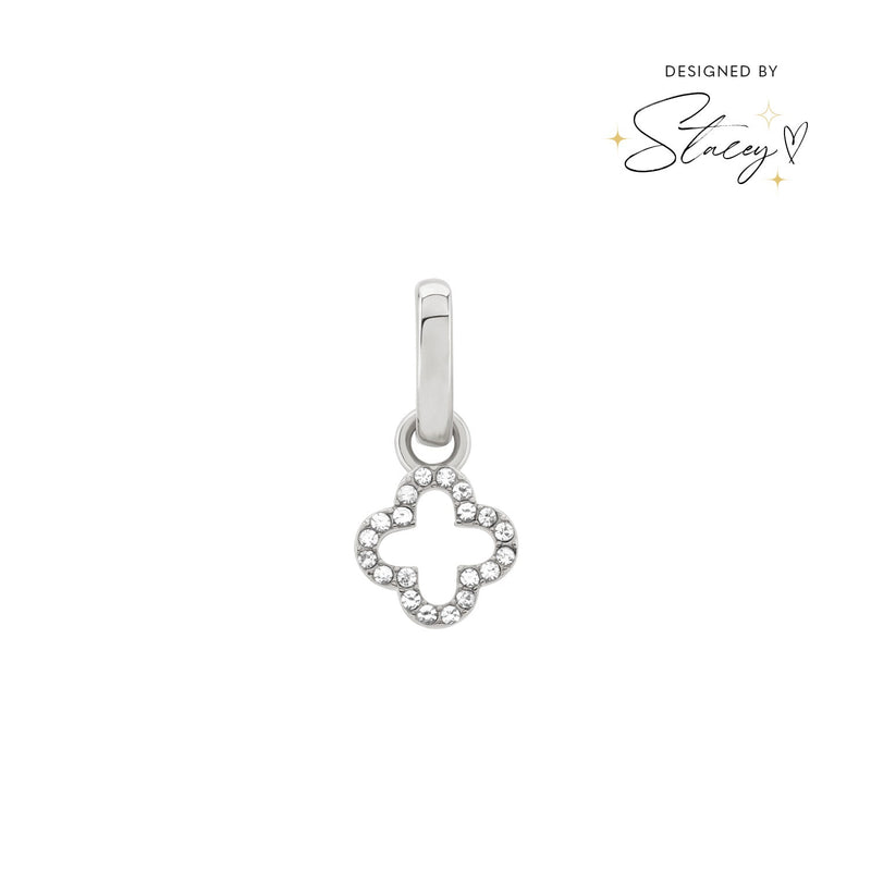 Stacey's Stories Crystal Clover Charm (Silver)