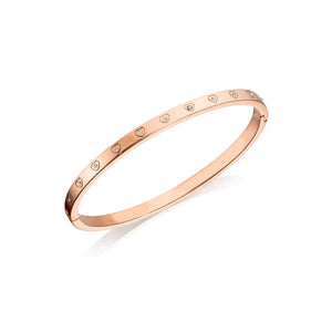 JT - Crystal Heart Bangle (Rose Gold)