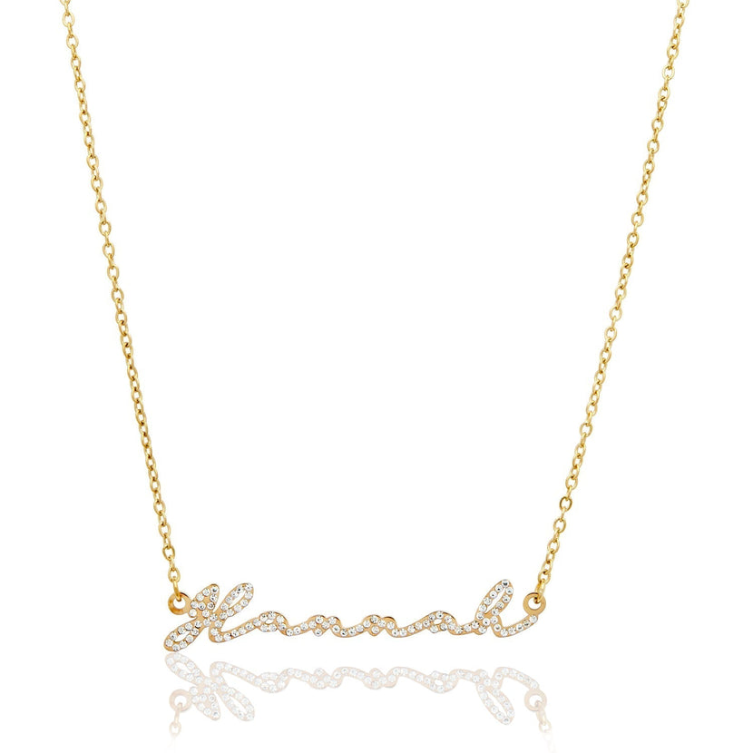 Crystal Signature Name Necklace (Gold) (Copy)