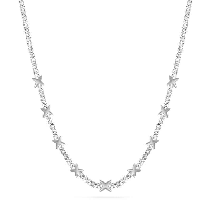 Crystal Fixed Charm Necklace (Silver)