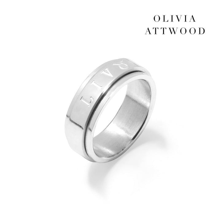 Custom Stamped Name Fidget Ring (Silver)