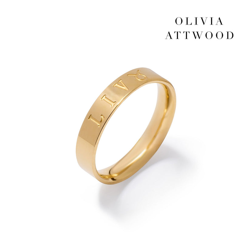 Custom Stamped Name Ring (Gold)
