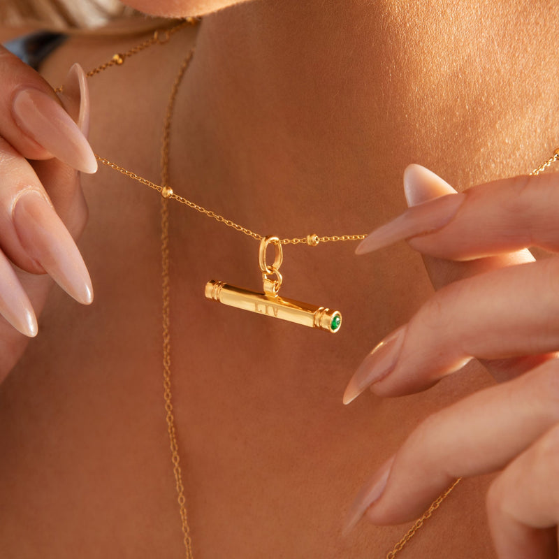Custom Stamped T-Bar Necklace (Gold)