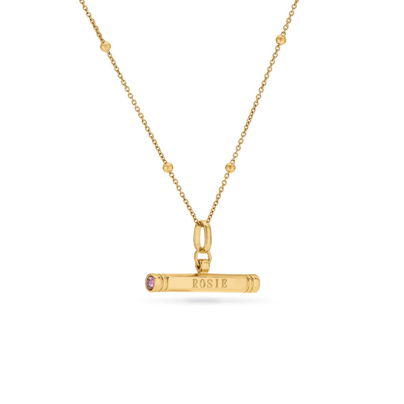 Custom Stamped T-Bar Necklace (Gold)