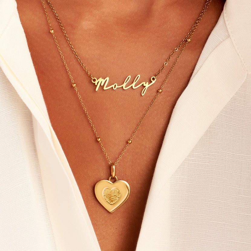 Uniquely Yours Fingerprint Heart Pendant (Gold)