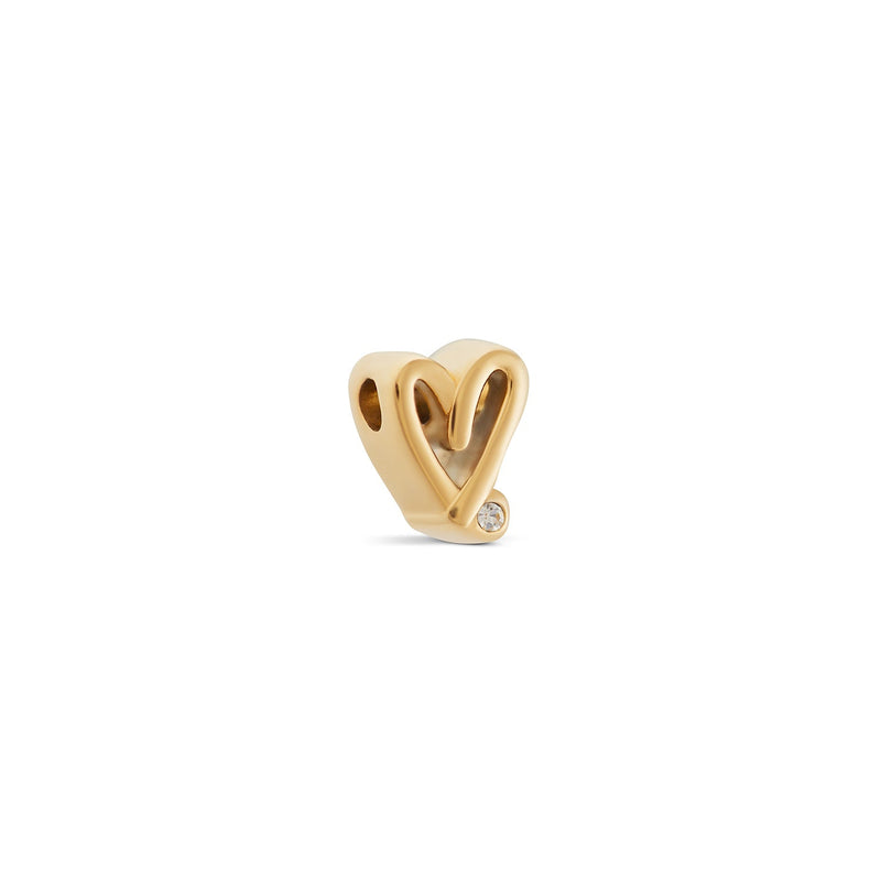 Doodle Heart Necklace Charm (Gold)