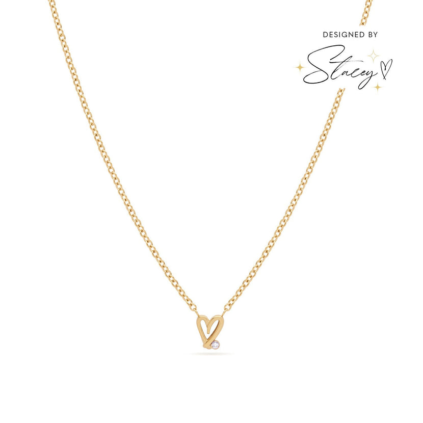 Stacey's Stories Doodle Heart Necklace (Gold)