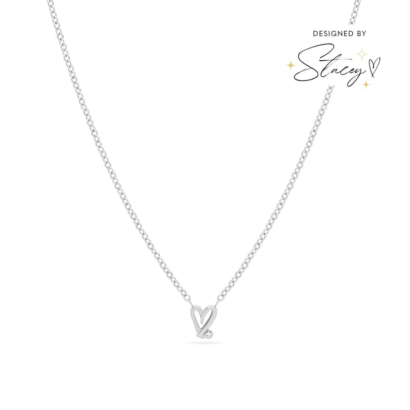 Stacey's Stories Doodle Heart Necklace (Silver)