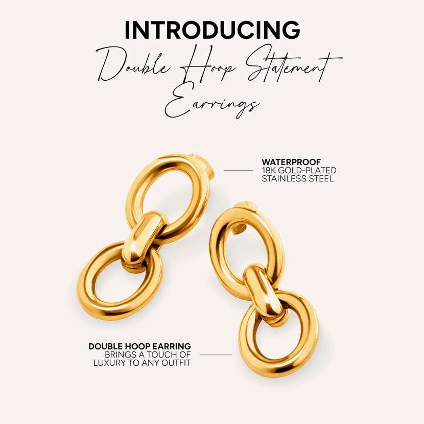 Double Hoop Statement Earring (Gold)