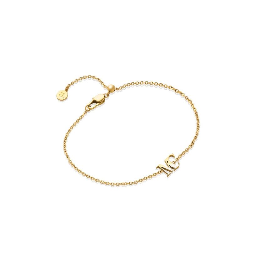 Mini Double Initial Bracelet (Gold)