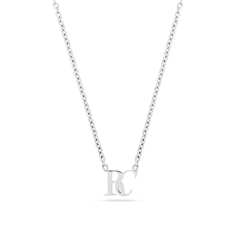 Mini Double Initial Necklace (Silver)