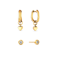 Fine Molten Heart & White Topaz Earring Bundle (Gold)