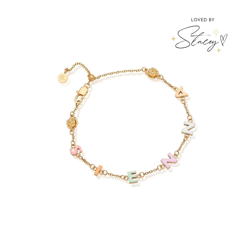 Custom Enamel Name Bracelet (Gold)