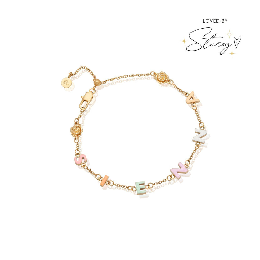 Custom Enamel Name Bracelet (Gold)
