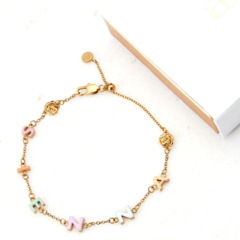 Custom Enamel Name Bracelet (Gold)