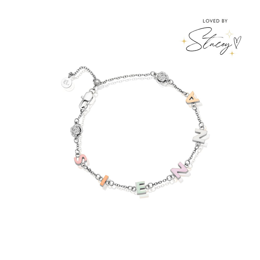 Custom Enamel Name Bracelet (Silver)