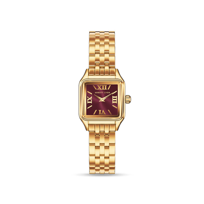 Essence 19mm Burgundy Watch (Gold)