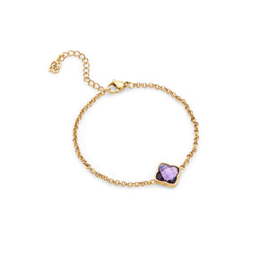 Faceted Birthstone Clover Bracelet (Gold)
