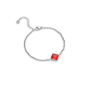 Faceted Birthstone Clover Bracelet (Silver)