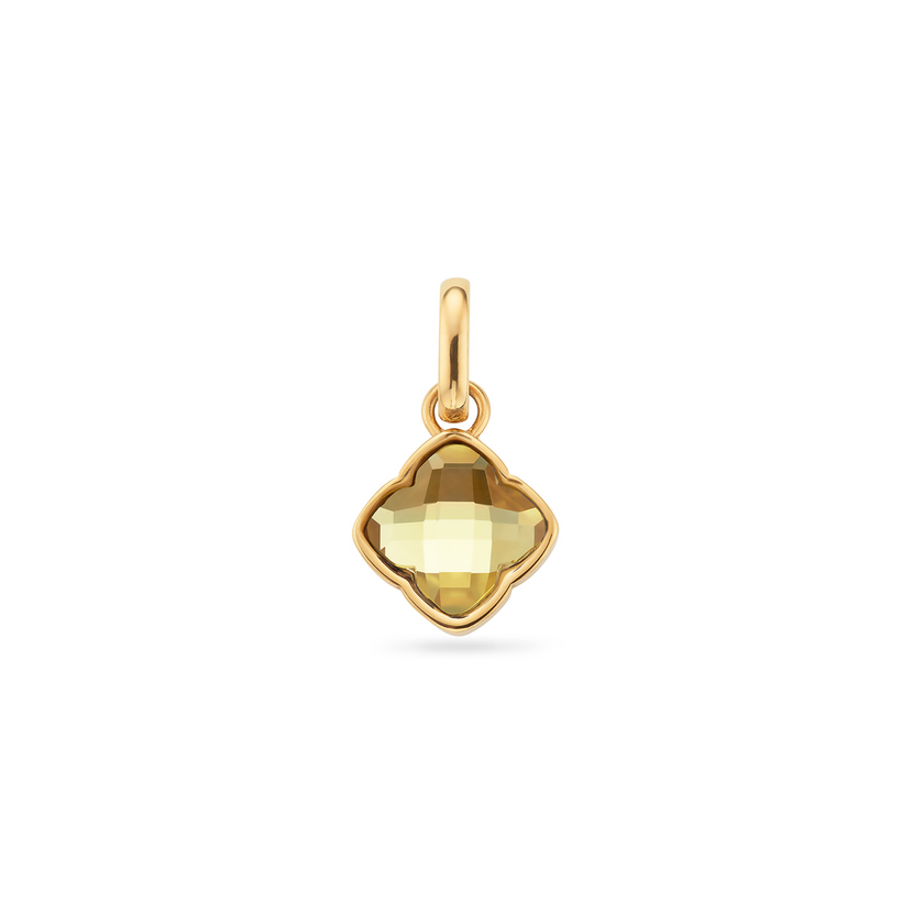 Faceted Birthstone Clover Pendant (Gold)