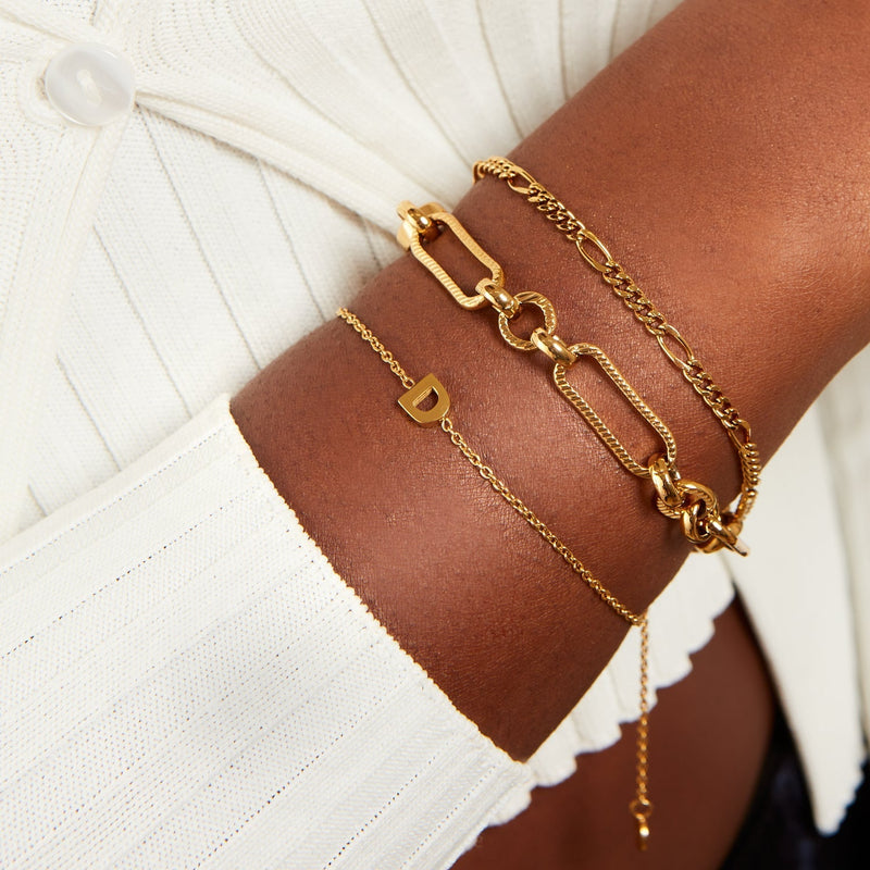 Figaro Chain Bracelet Bundle (Gold)
